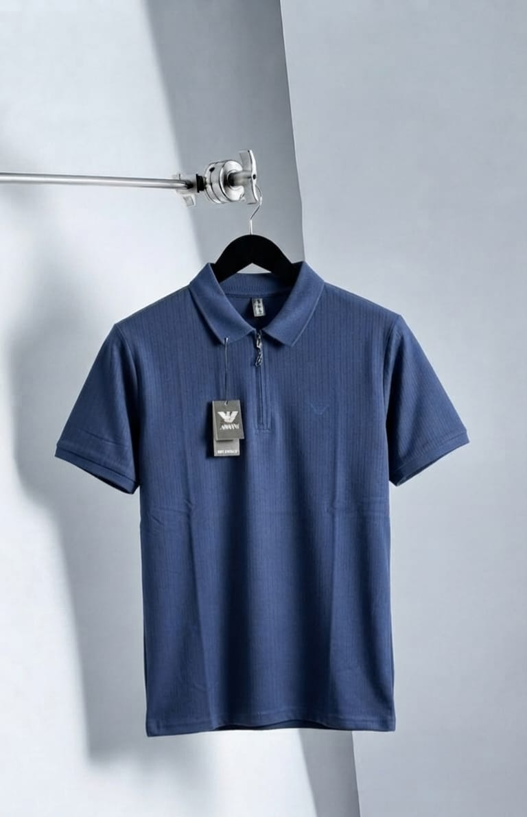 Classic Zip-Placket Polo Shirt