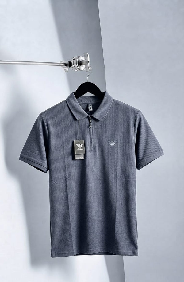 Classic Zip-Placket Polo Shirt