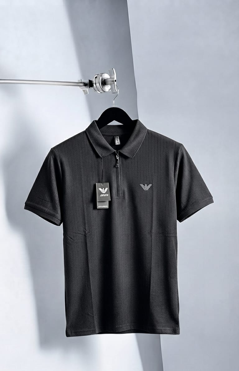 Classic Zip-Placket Polo Shirt