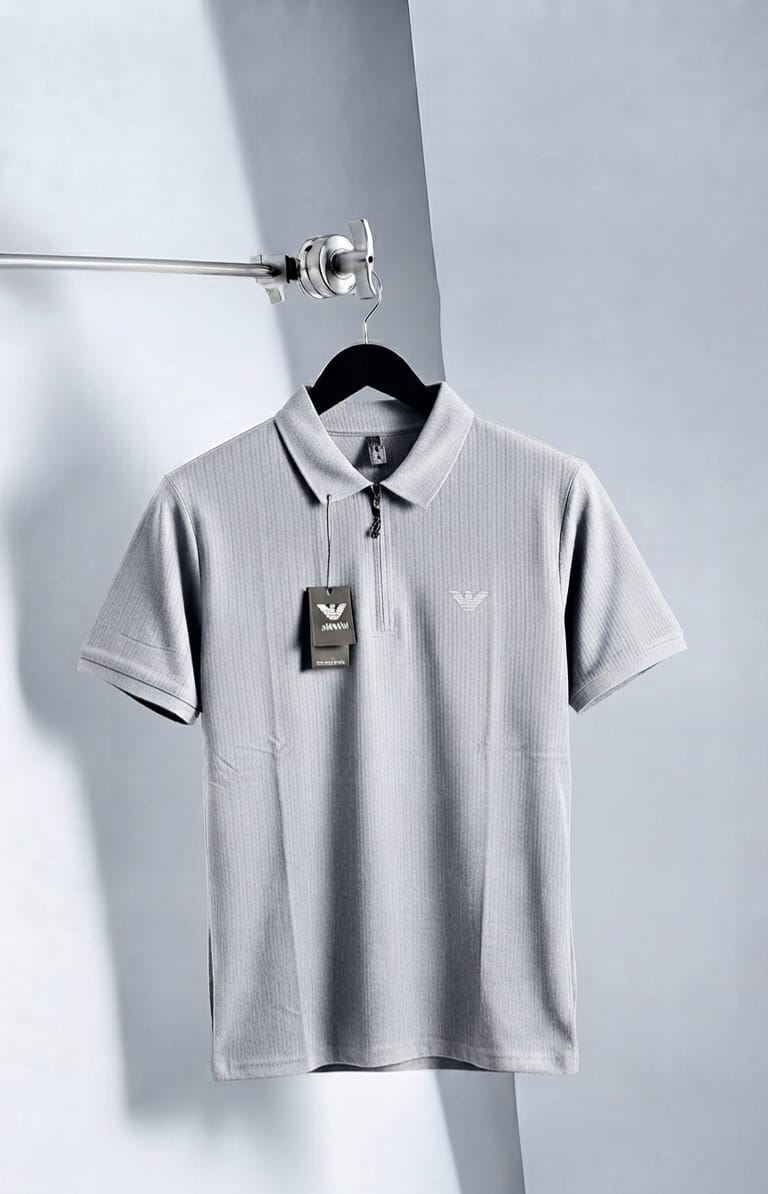 Classic Zip-Placket Polo Shirt