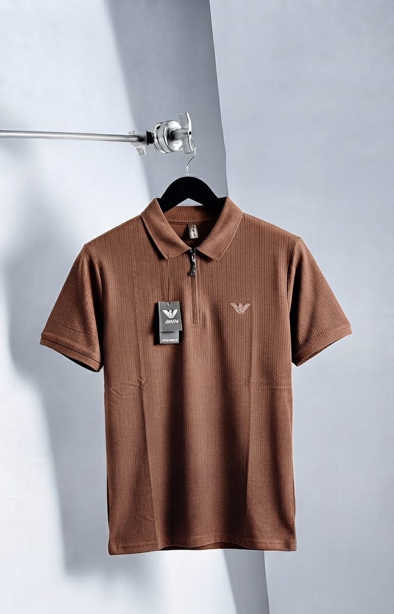Classic Zip-Placket Polo Shirt
